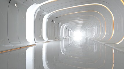 Futuristic Corridor: A sleek, modern corridor design, bathed in ethereal light, embodies a vision of innovation and progress.