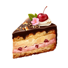 Cake slice icon decorated with transparent background