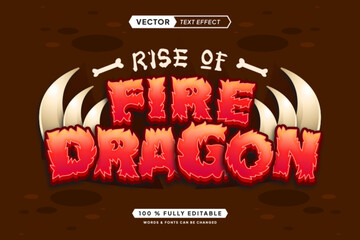 Text effect editable fire dragon 3d gaming cartoon font style