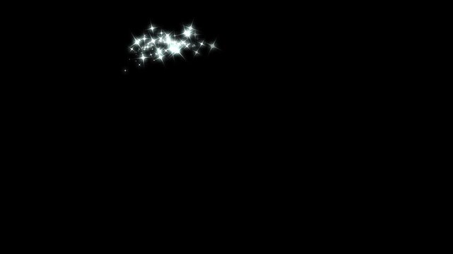 Glitter sparkle trail, luxury white glitter sparkles line animation, magic dust pixie dust path, twinkling fairy stars particles overlay, elegant festive shimmer effect on black background,  