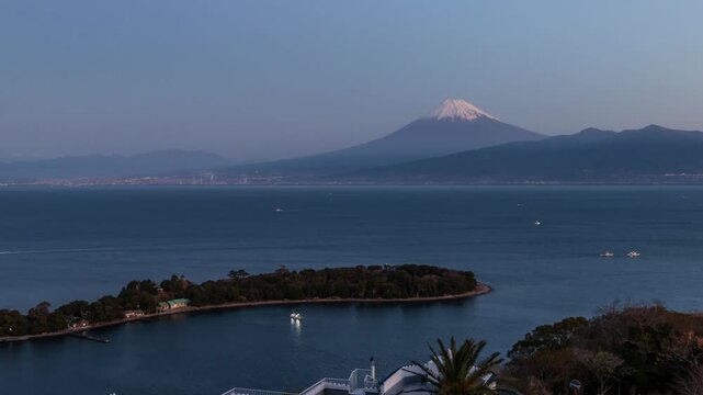 冬の西伊豆大瀬崎から朝焼け富士山Timelapse