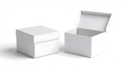 White Boxes with Open Lid and Closed.