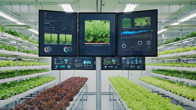 Vertical Hydroponic Farm: Red Lettuce Growing in Modern Indoor Agriculture System, Sustainable Food Production.