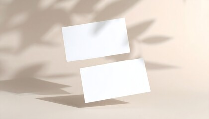 Two Blank Business Cards with Shadows.