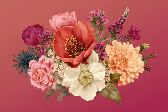 floral card. bouquet for 8 Martch