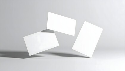 Three White Business Cards in Motion.