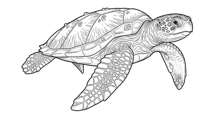 Obraz premium Hand-Drawn Sea Turtle Illustration