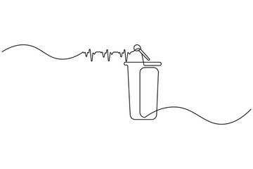 Obraz premium Hand drawn microphone outline vector for karaoke or broadcast 