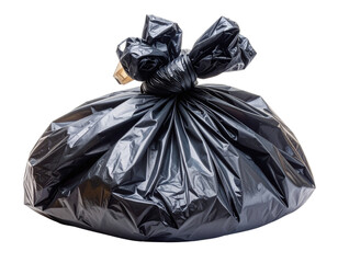 Macro Detail of Garbage Bag Plastic Surface with Knot, Extreme Close-Up, isolated on transparent background