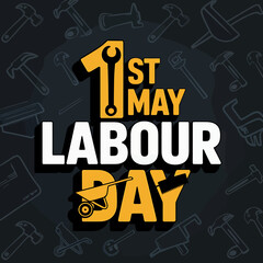 Fototapeta premium 1st may labour day creative typography design isolated on transparent background