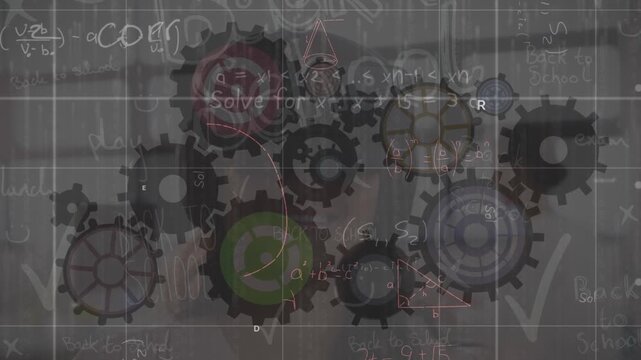 Animation of math formulas over rotating cogs