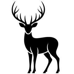 Obraz premium Majestic Silhouette: An elegant deer stands tall, its impressive antlers and graceful form stand out as a striking symbol of wilderness and strength.