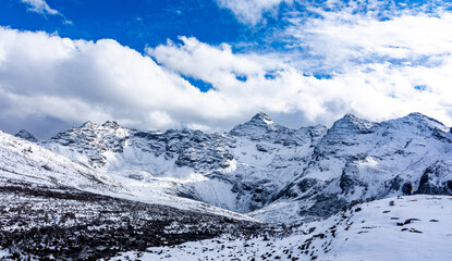 snow covered mountains in winter