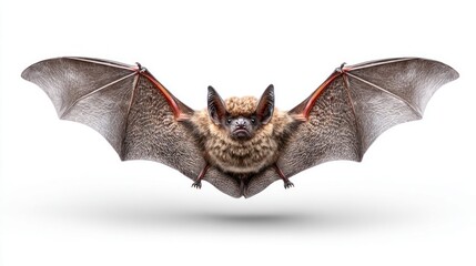 Obraz premium A detailed studio shot of a bat with its wings spread wide against a white background