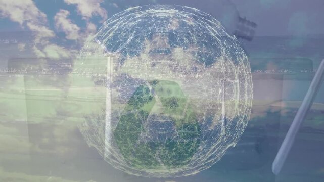 Animation of network of connections over fit man jogging networks