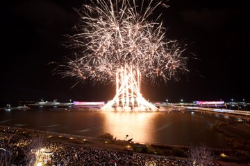 fireworks in the city of night