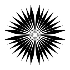 Fototapeta premium A striking black starburst graphic with numerous sharp rays radiating from its center