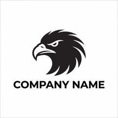 Obraz premium Bald Eagle Head Mascot Logo with Fierce Expression in Bold Black Vector Silhouette Style for Corporate Branding
