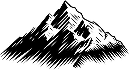 A mountains range woodcut vintage engraved style illustration drawing design concept