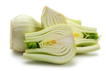 Sliced Fennel Bulb with Green Stalks vegetable white
