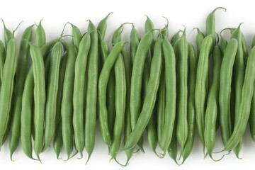 Green beans on white background fresh vegetable food