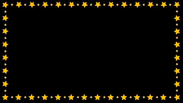 Cute **Yellow Star Frame** Border with **Alpha Channel** Rotating Animation Loop 4K