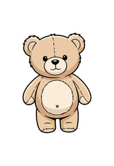 Obraz premium Cartoon teddy bear standing isolated on black background