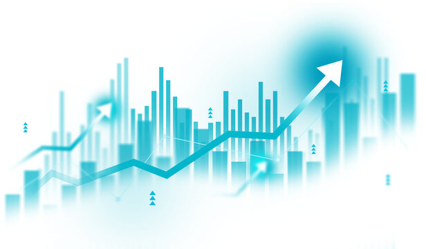 Transparent Stock Market Growth Graph with Up Arrow Business Trading and Financial Analytics Chart