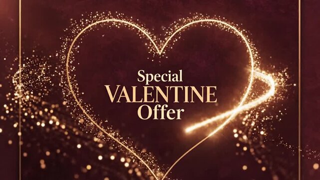 Special Valentine Offer with Golden Heart and Sparkling Lights
