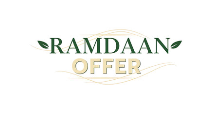 Obraz premium Ramdaan offer logo with green and beige text and leaf design