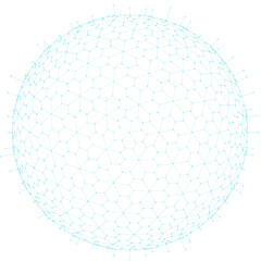 abstract light blue digital sphere with clean pentagonal wireframe mesh. minimalist technology network connection concept. 3d render of geometric data globe isolated.