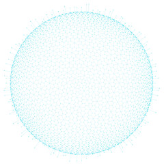 high density complex blue digital sphere with pentagonal network mesh. futuristic big data processing technology concept. 3d render of advanced geometric structure isolated.