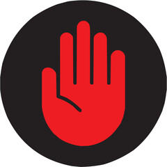 Obraz premium Stop control vector illustration for hazard tattoo or industrial logo. Circular glyph pictograms of red hand prohibition symbol