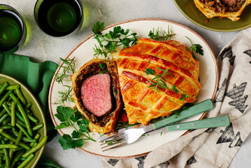 Beef Wellingon on a festive, New Year's table