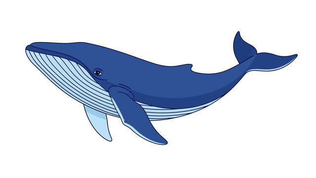 Blue Whale Illustration Side View.