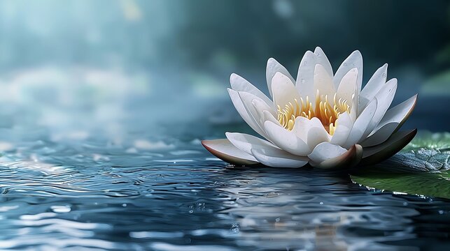 White lotus flower floating zen atmosphere calm image