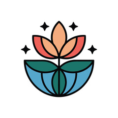 Obraz premium Stylized Flower with Stars Graphic Design.