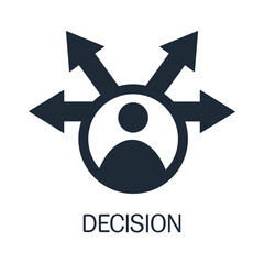 A difficult choice, a decision. A person chooses between offers.Vector linear icon illustration isolated on white background.