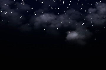 Dark Midnight Starry Sky with Subtle Gradient Sparkling Stars and Soft Cloud Background
