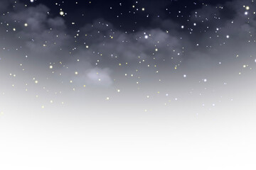 Dark Midnight Starry Sky with Subtle Gradient Sparkling Stars and Soft Cloud Overlay on Transparent Background © Mas Water
