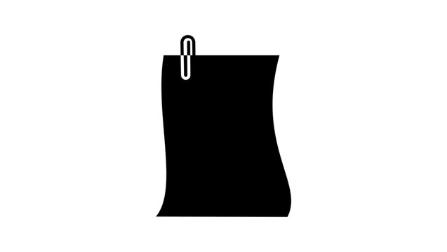 Attached document symbol, black isolated silhouette