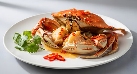 Singapore Style Chili Crab on Clean Modern Plate