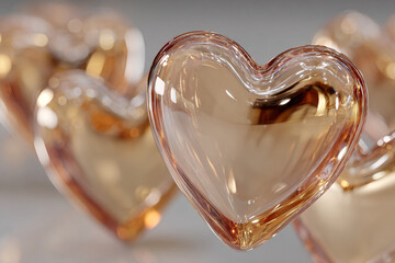 Shiny gold heart shapes in romantic arrangement