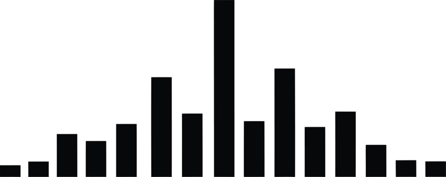 Black and white bar chart showing a normal distribution curve shape