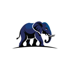Fototapeta premium Stylized Blue Elephant Walking on a Line.