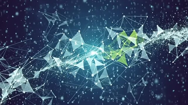 Dynamic Digital Network Flow Illustrating Interconnected Data Points and Technological Innovation in a Vast Virtual Space for Global Communication
