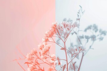 Naklejka premium pink flowers in snow