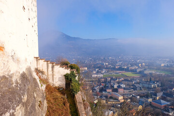 Obraz premium The panorama view of Salzburg city from the Fortress Hohensalzburg in Salzburg, Austria 