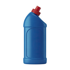 Blue plastic toilet cleaner bottle with red cap, isolated PNG with Transparent Background