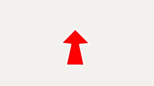 A single, large hand-drawn red arrow pointing down with a textured, chalk-like fill.
